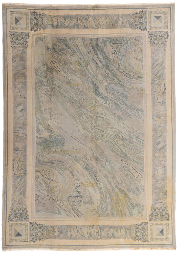 8 x 11 Vintage Chinese Abstract Marble Print Rug 77455