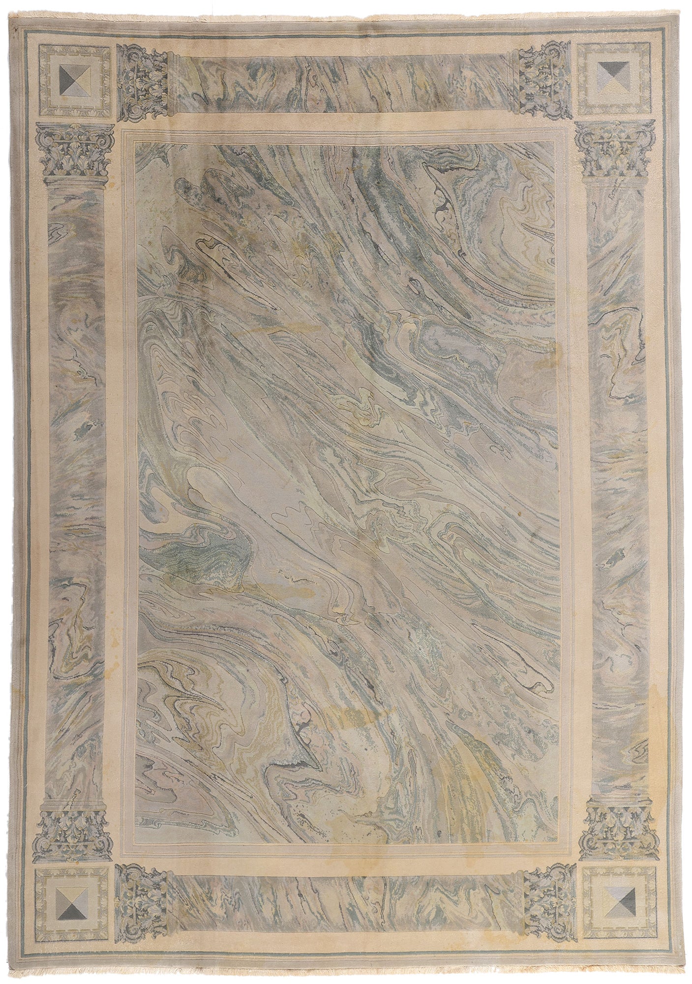 8 x 11 Vintage Chinese Abstract Marble Print Rug 77455