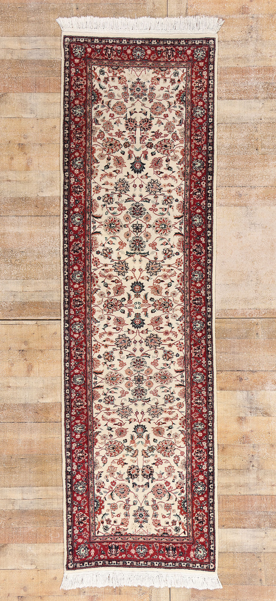 3 x 9 Ivory Vintage Chinese Tabriz Rug 79322