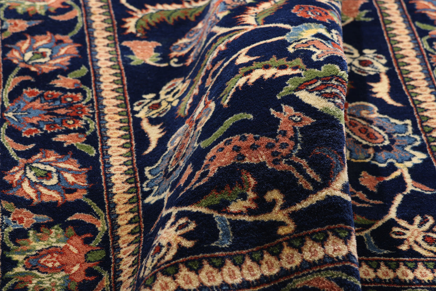 4 x 6 Vintage Navy Blue Chinese Tabriz Rug 79242