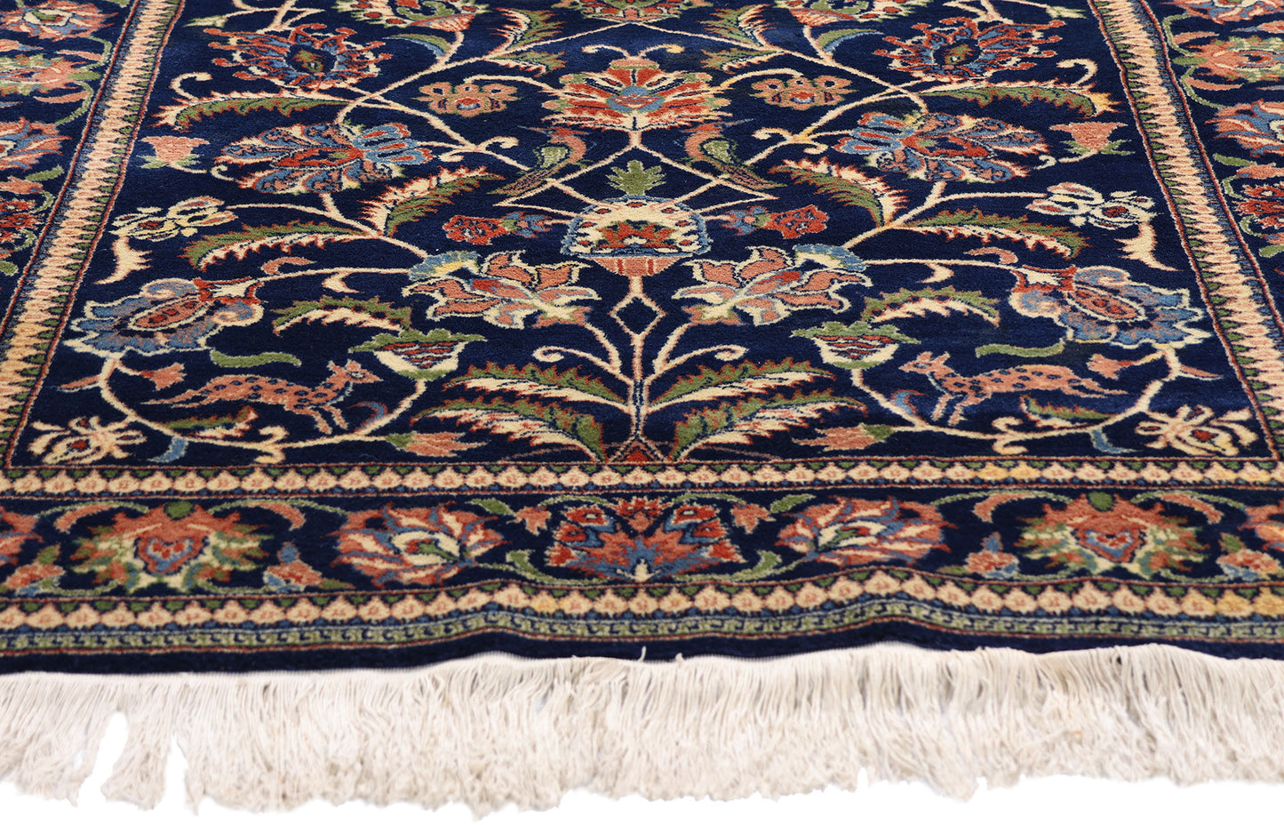 4 x 6 Vintage Navy Blue Chinese Tabriz Rug 79242