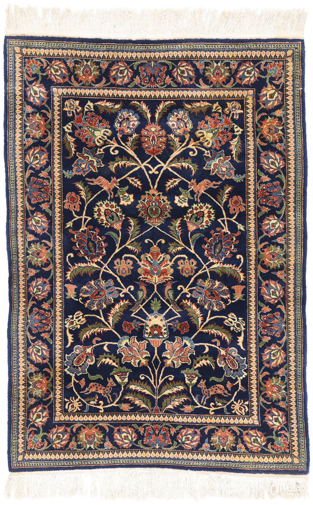 4 x 6 Vintage Navy Blue Chinese Tabriz Rug 79242