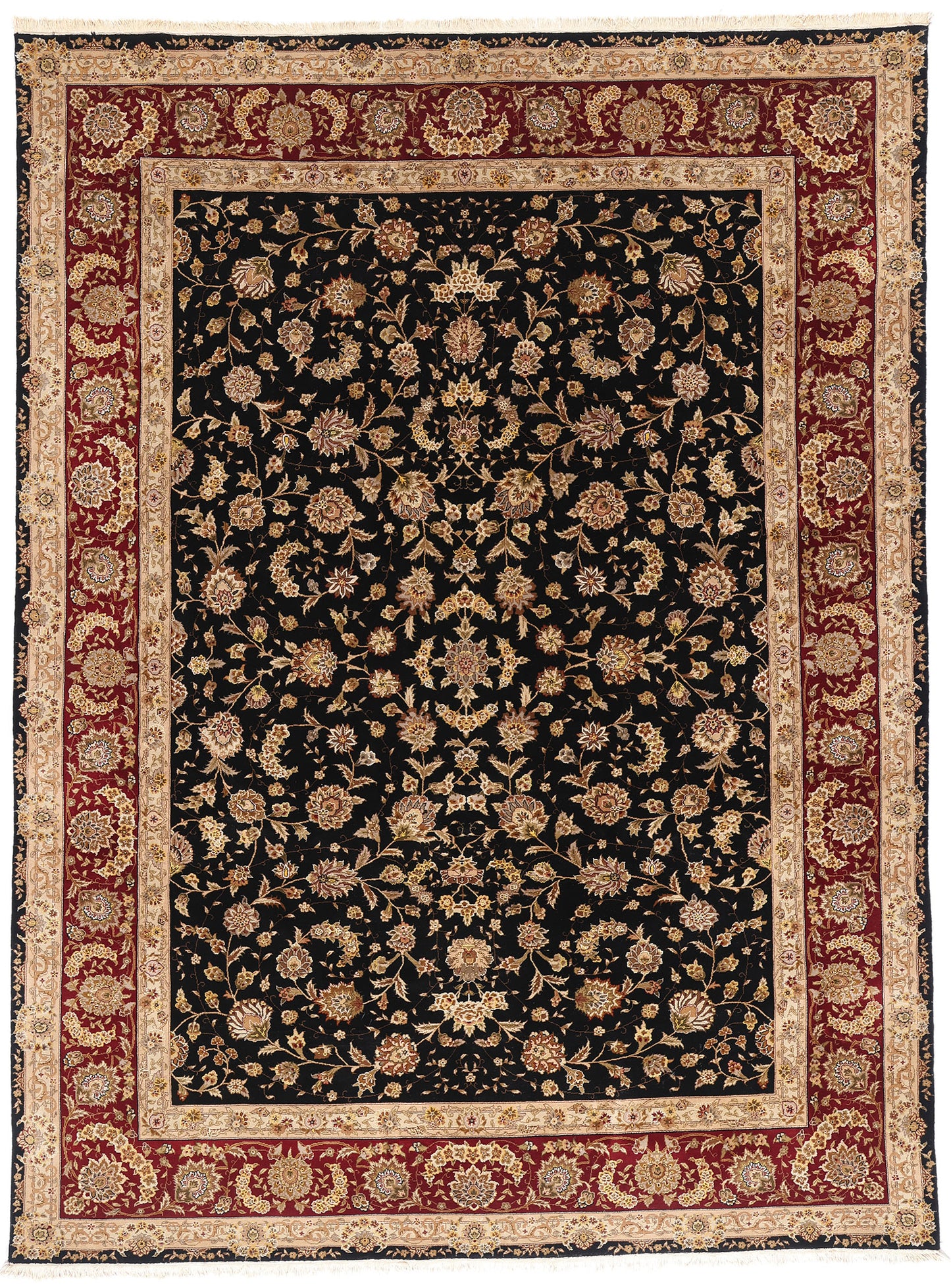 9 x 11 Black Vintage Chinese Tabriz Rug 79323