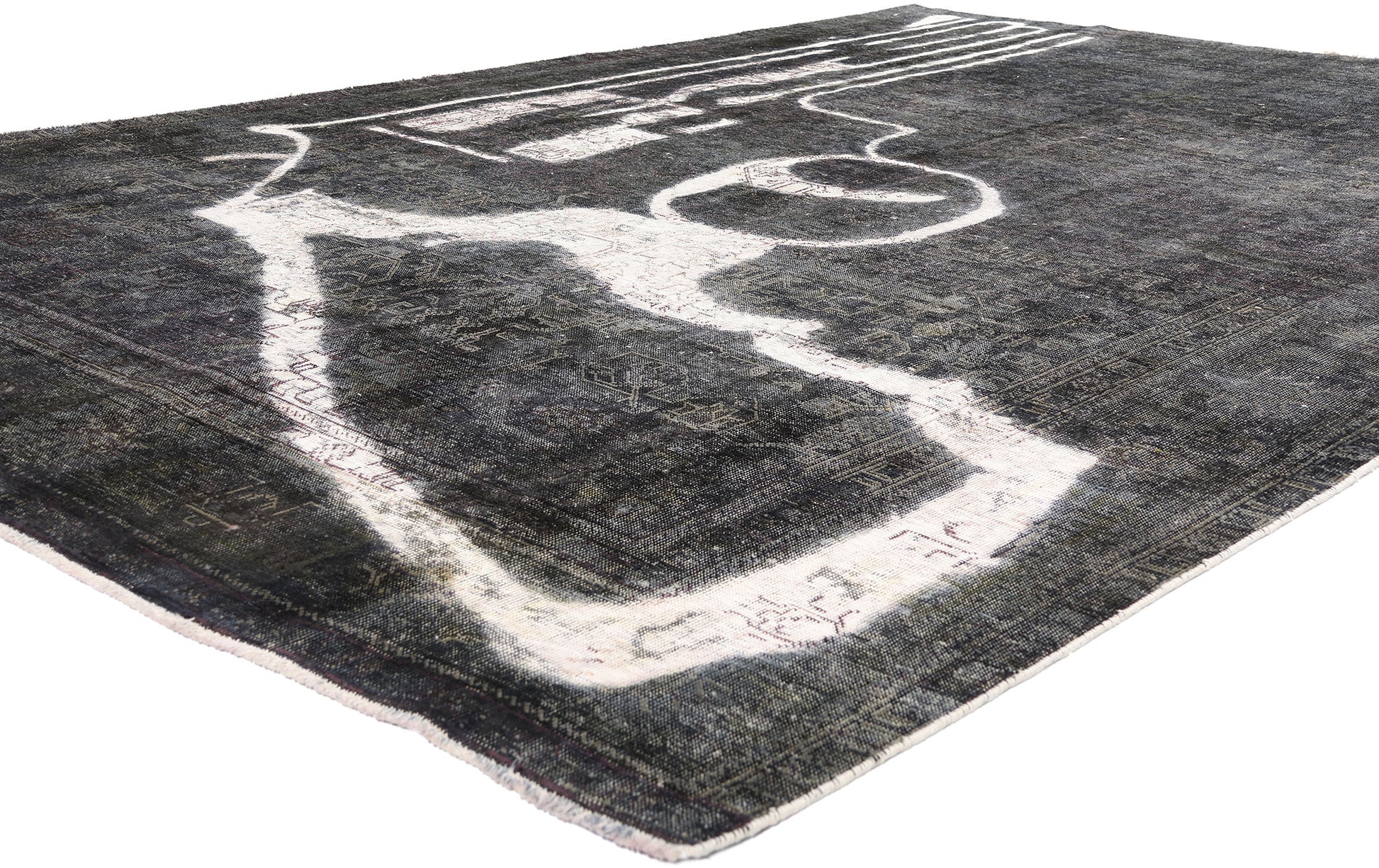 8 x 12 Gray Vintage Persian Overdyed Rug 80385