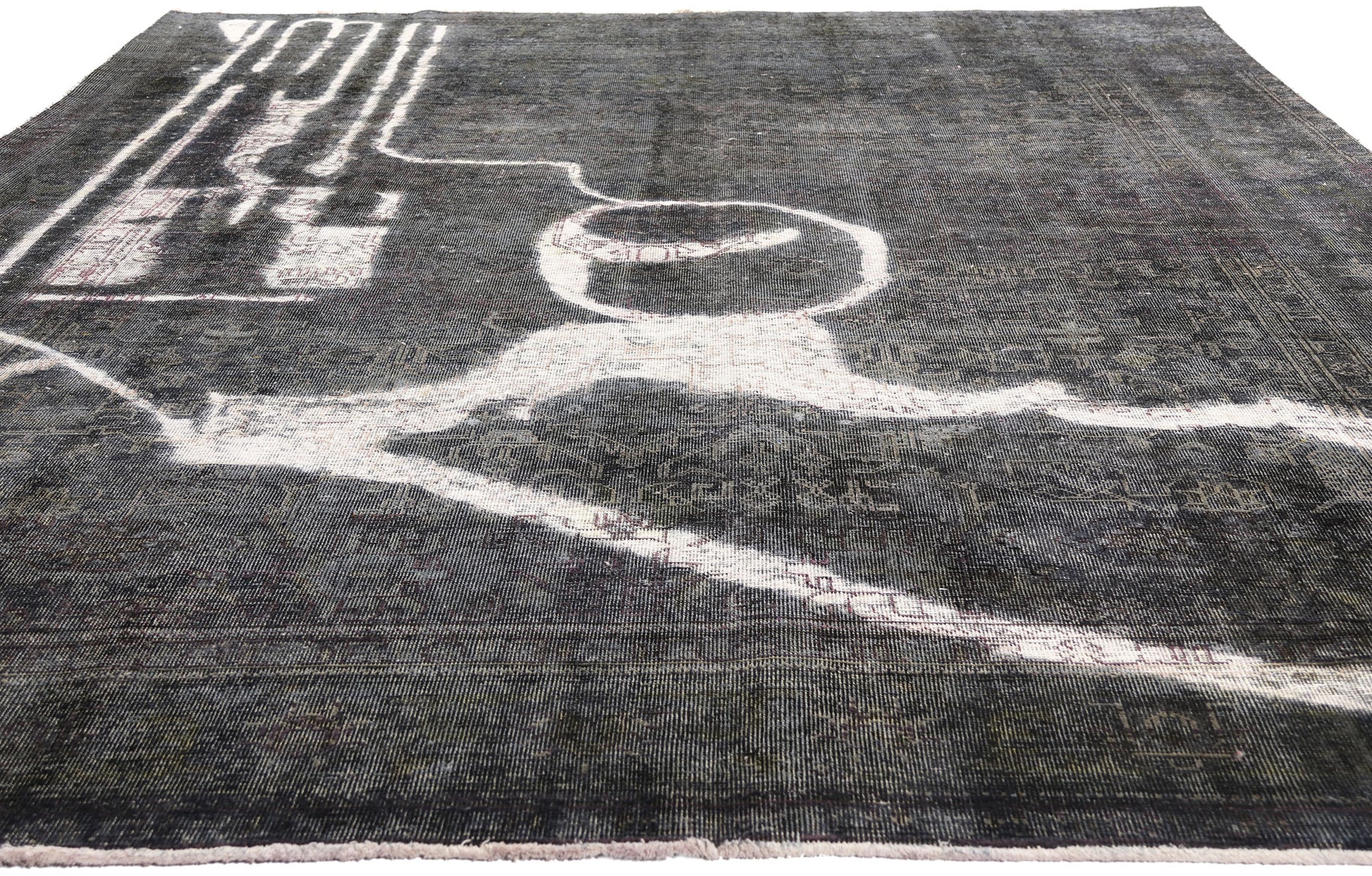 8 x 12 Gray Vintage Persian Overdyed Rug 80385