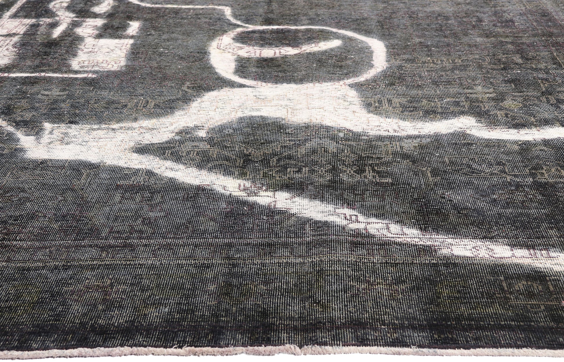 8 x 12 Gray Vintage Persian Overdyed Rug 80385