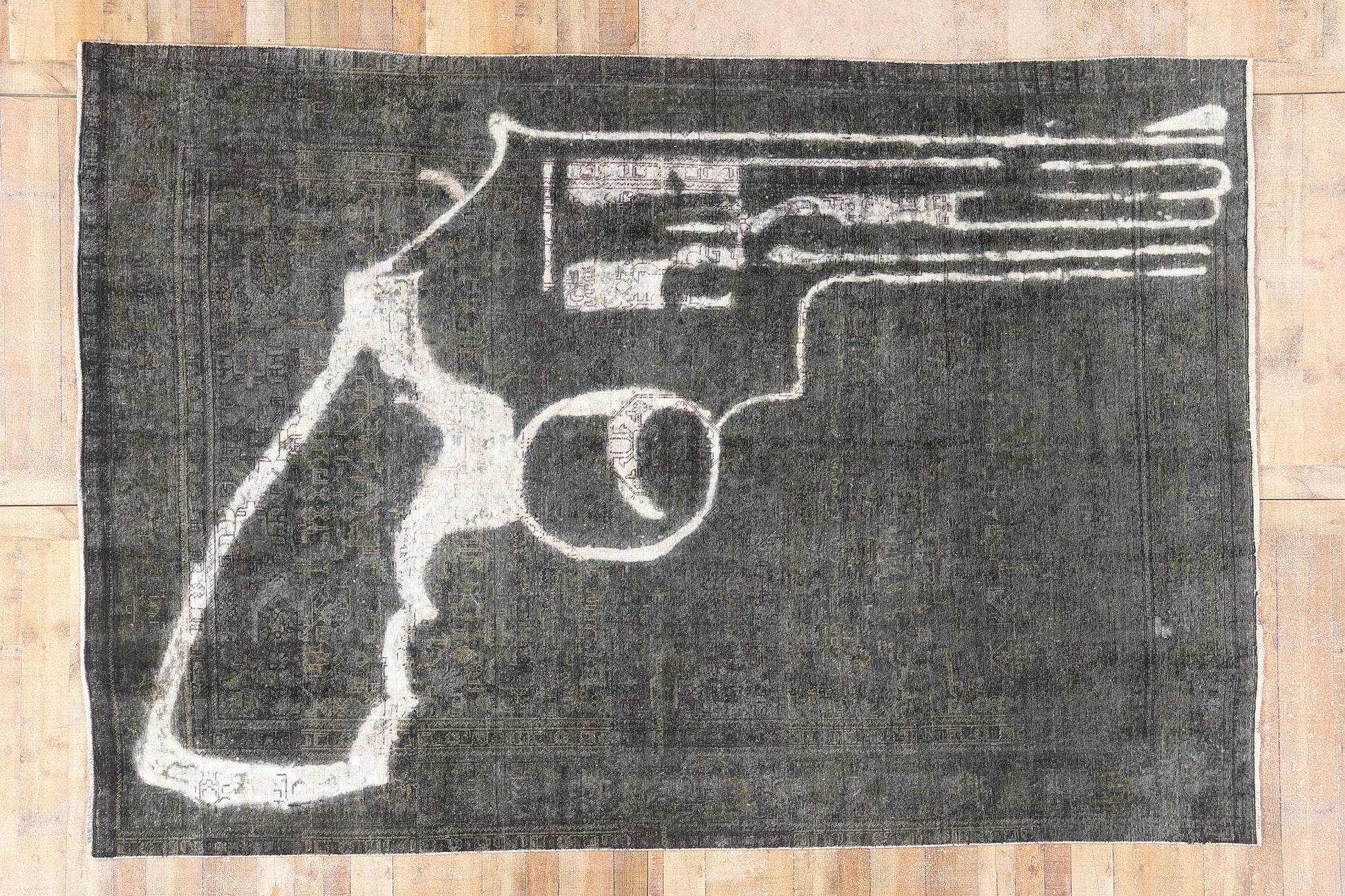 8 x 12 Gray Vintage Persian Overdyed Rug 80385