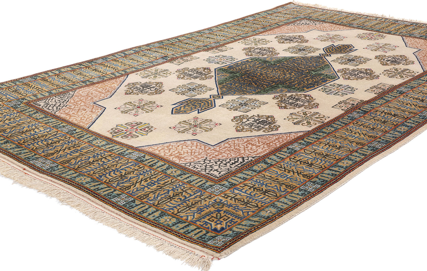 4 x 7 Vintage Ivory Persian Nain Rug 79190