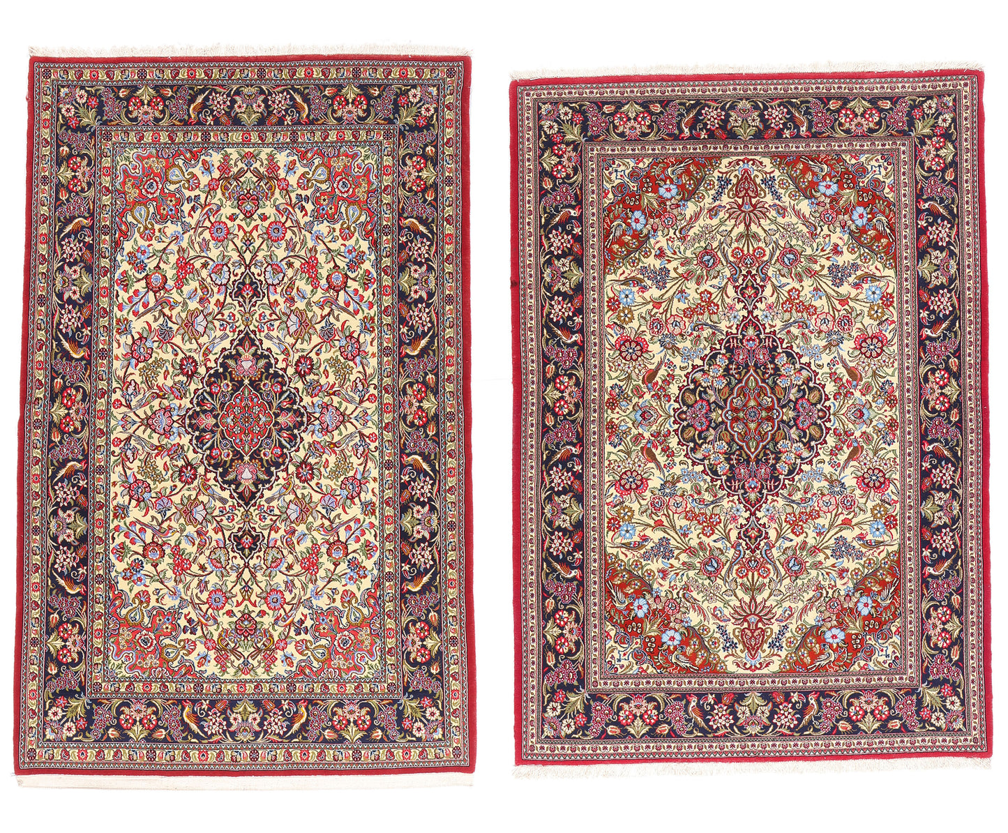 4 x 7 Ivory Vintage Persian Qum Rug 79311