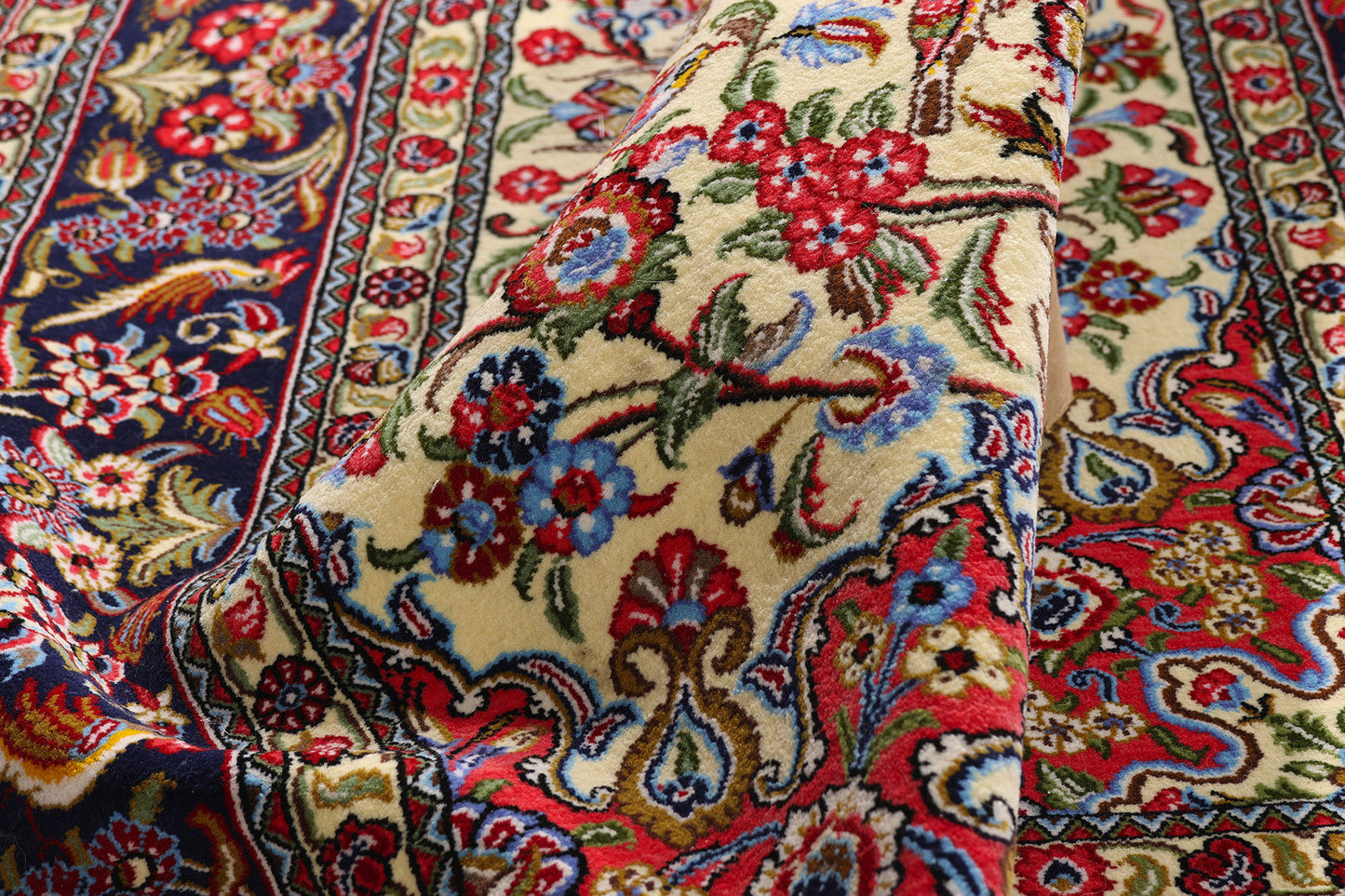 4 x 7 Ivory Vintage Persian Qum Rug 79311