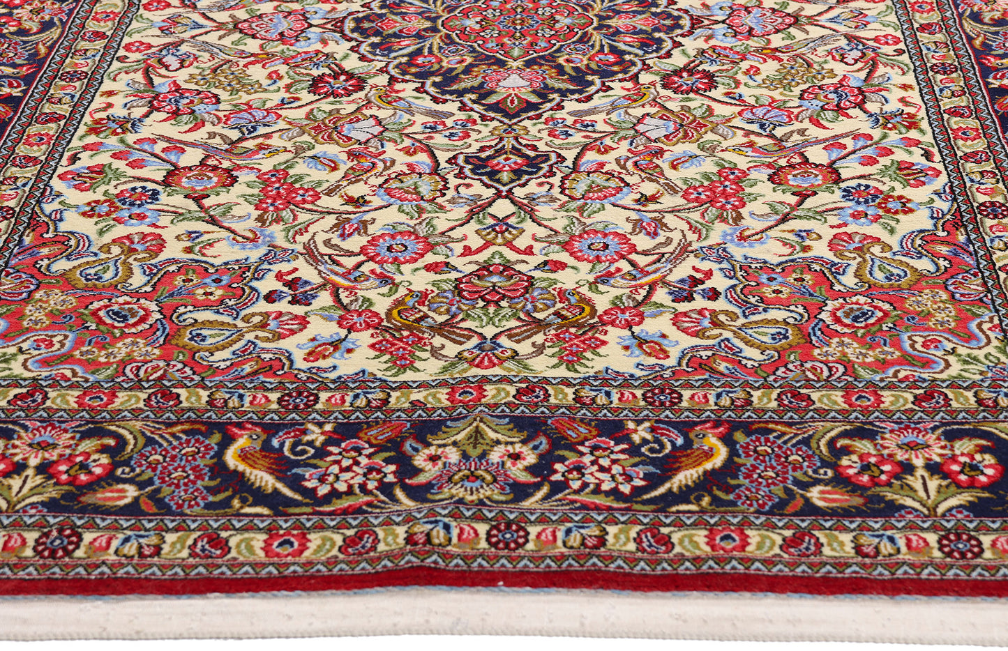 4 x 7 Ivory Vintage Persian Qum Rug 79311