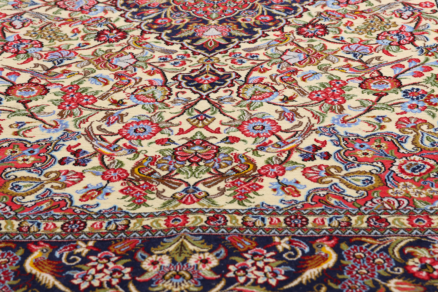 4 x 7 Ivory Vintage Persian Qum Rug 79311