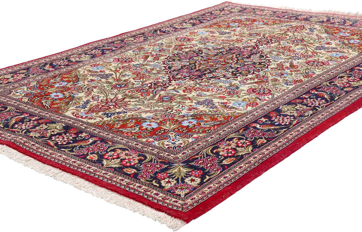 5 x 7 Ivory Vintage Persian Qum Rug 79312