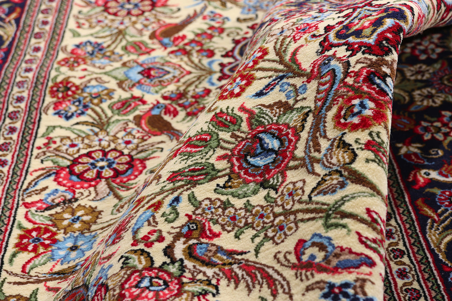 5 x 7 Ivory Vintage Persian Qum Rug 79312