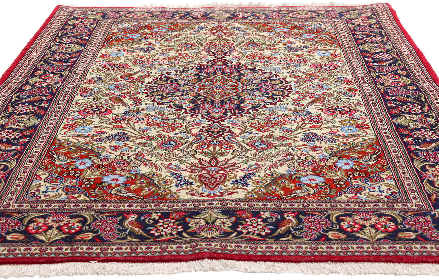 5 x 7 Ivory Vintage Persian Qum Rug 79312