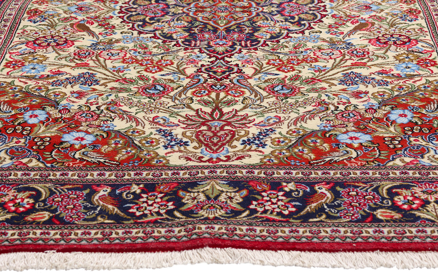 5 x 7 Ivory Vintage Persian Qum Rug 79312