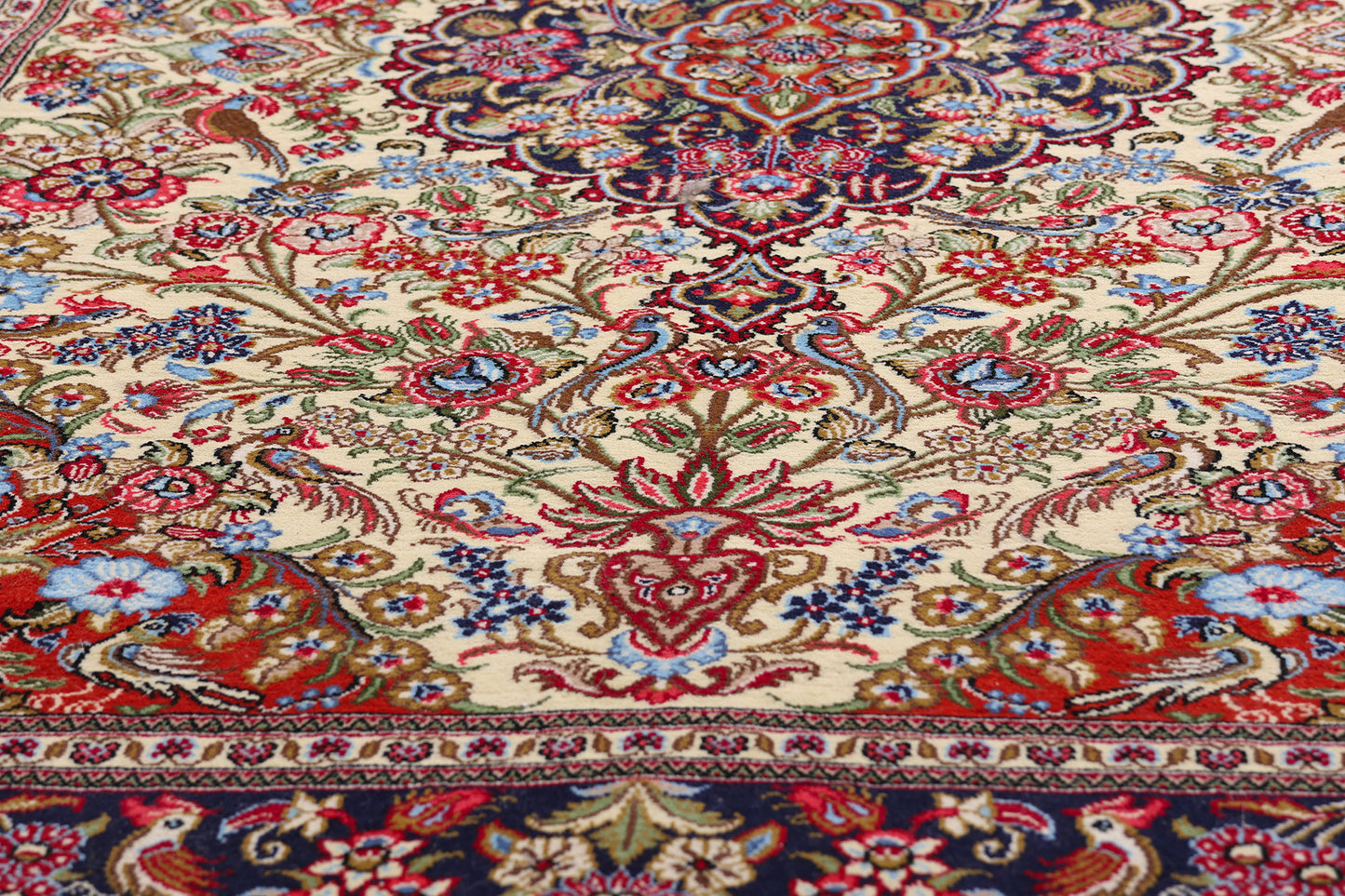 5 x 7 Ivory Vintage Persian Qum Rug 79312