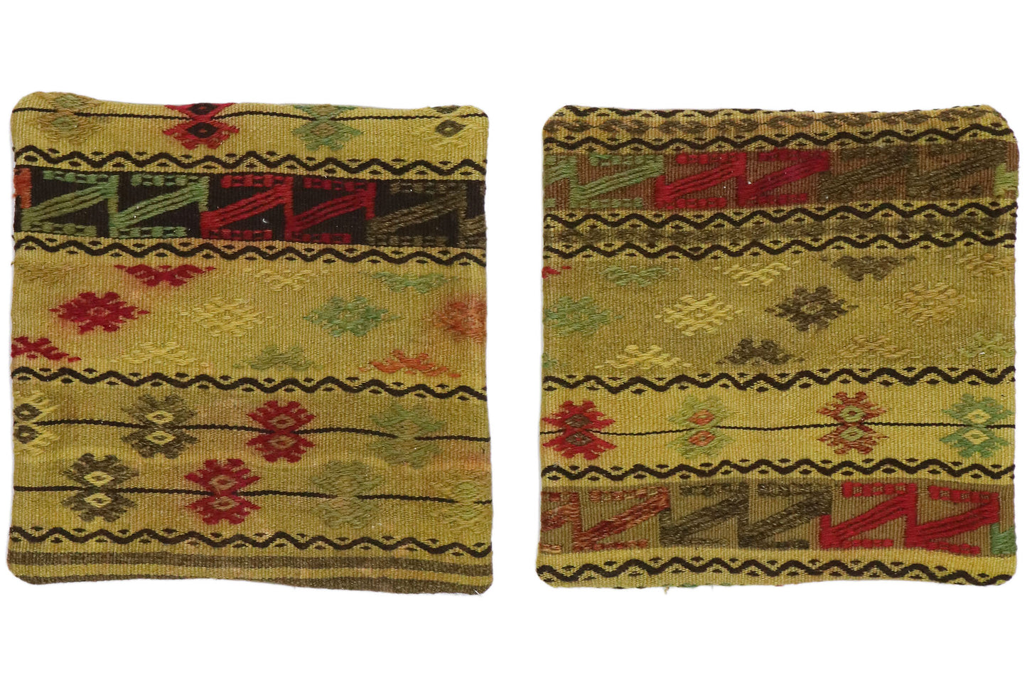1 x 1 - Yellow Vintage Turkish Pillow Rug - 53635
