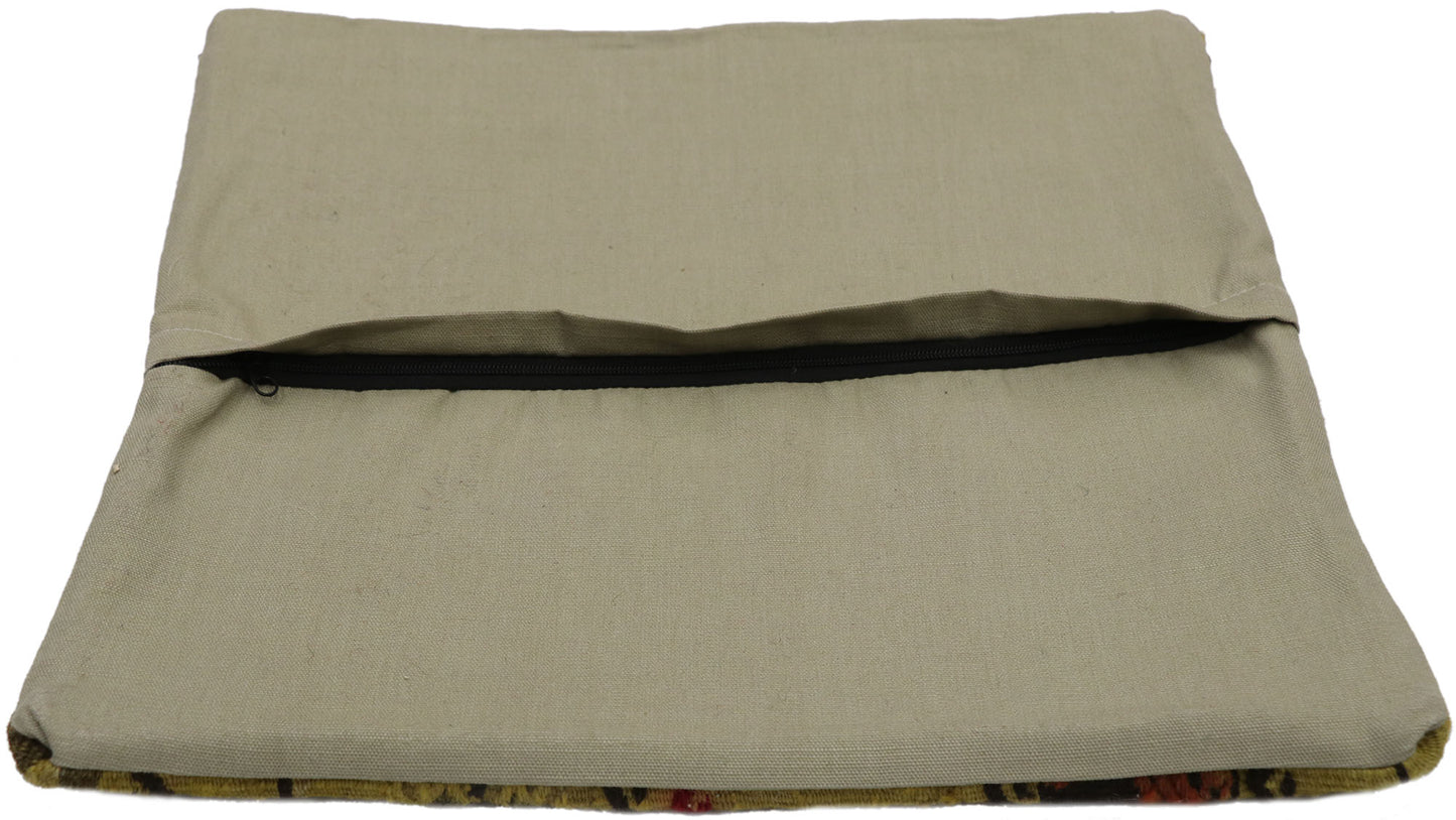 1 x 1 - Yellow Vintage Turkish Pillow Rug - 53635
