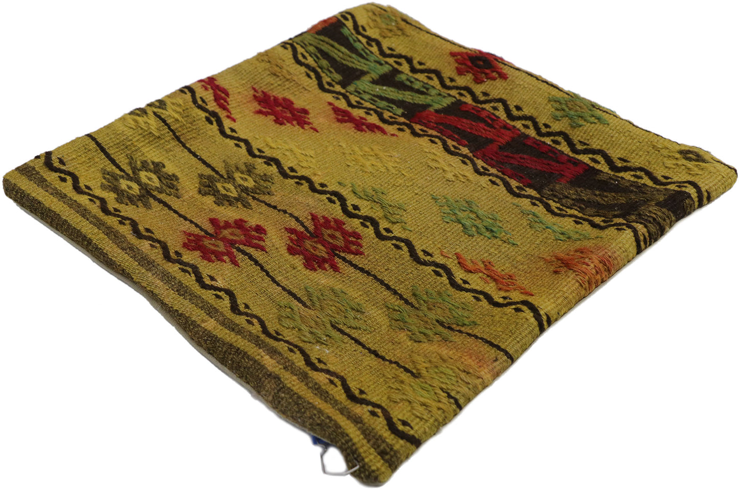 1 x 1 - Yellow Vintage Turkish Pillow Rug - 53635