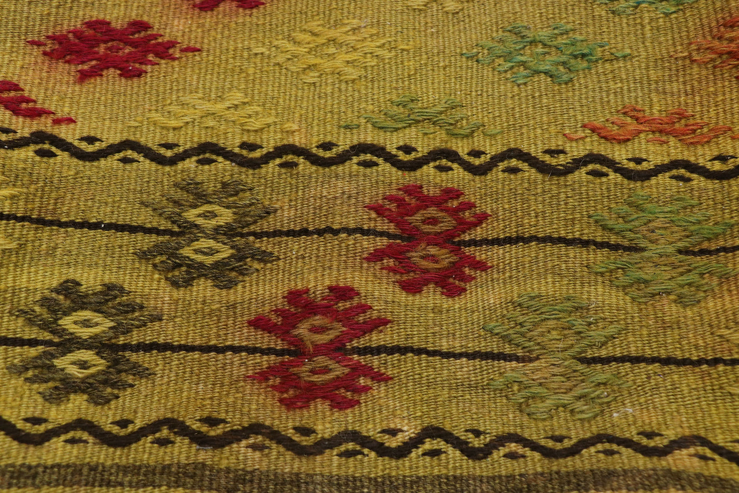 1 x 1 - Yellow Vintage Turkish Pillow Rug - 53635