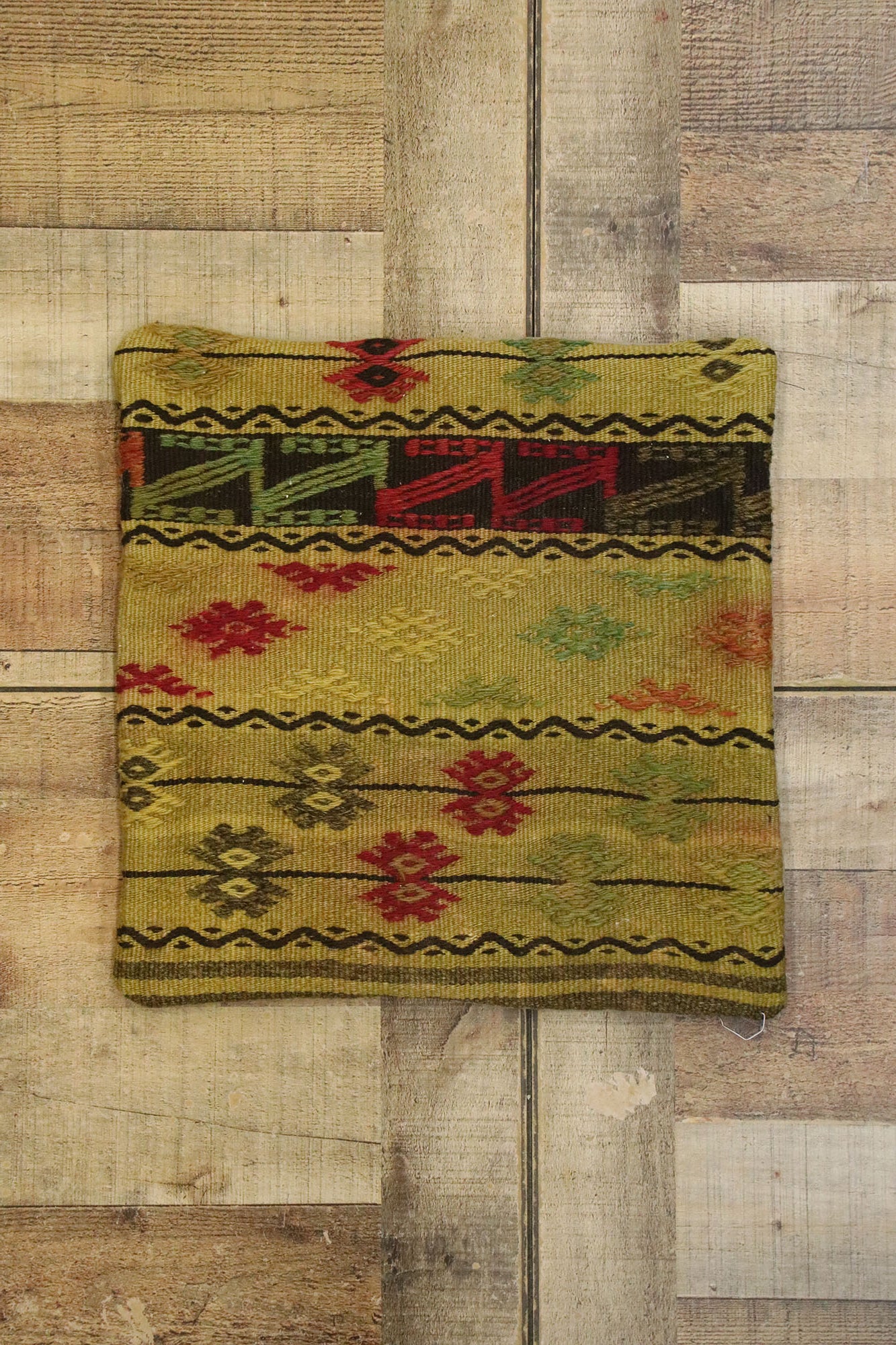 1 x 1 - Yellow Vintage Turkish Pillow Rug - 53635