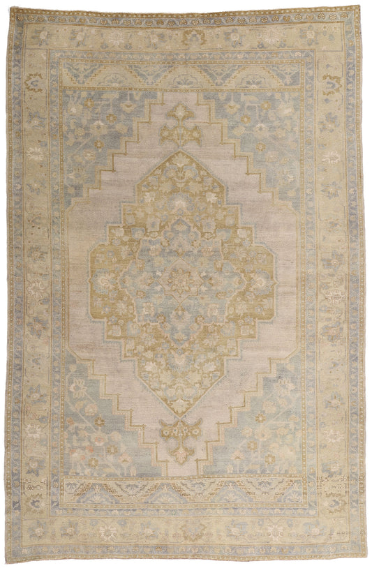7 x 10 Vintage Muted Turkish Oushak Rug 53997