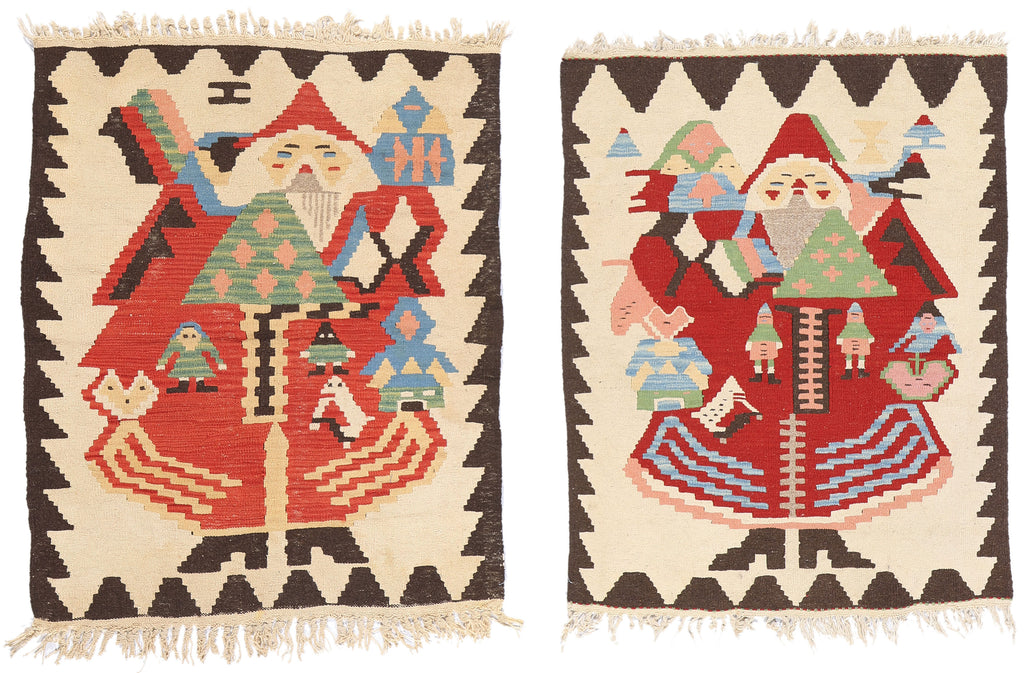 3 x 4 Vintage Turkish Noel Baba Kilim Rug 78973