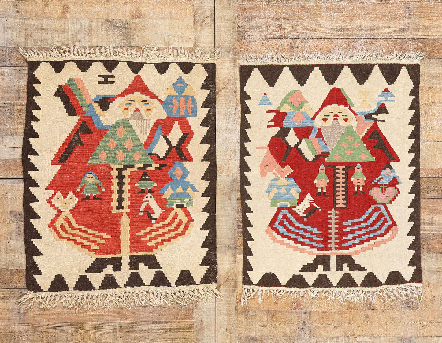 3 x 4 Vintage Turkish Noel Baba Kilim Rug 78973