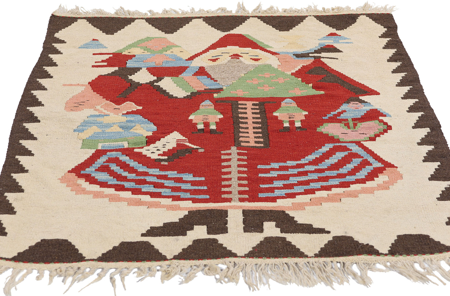 3 x 4 Vintage Turkish Noel Baba Kilim Rug 78974