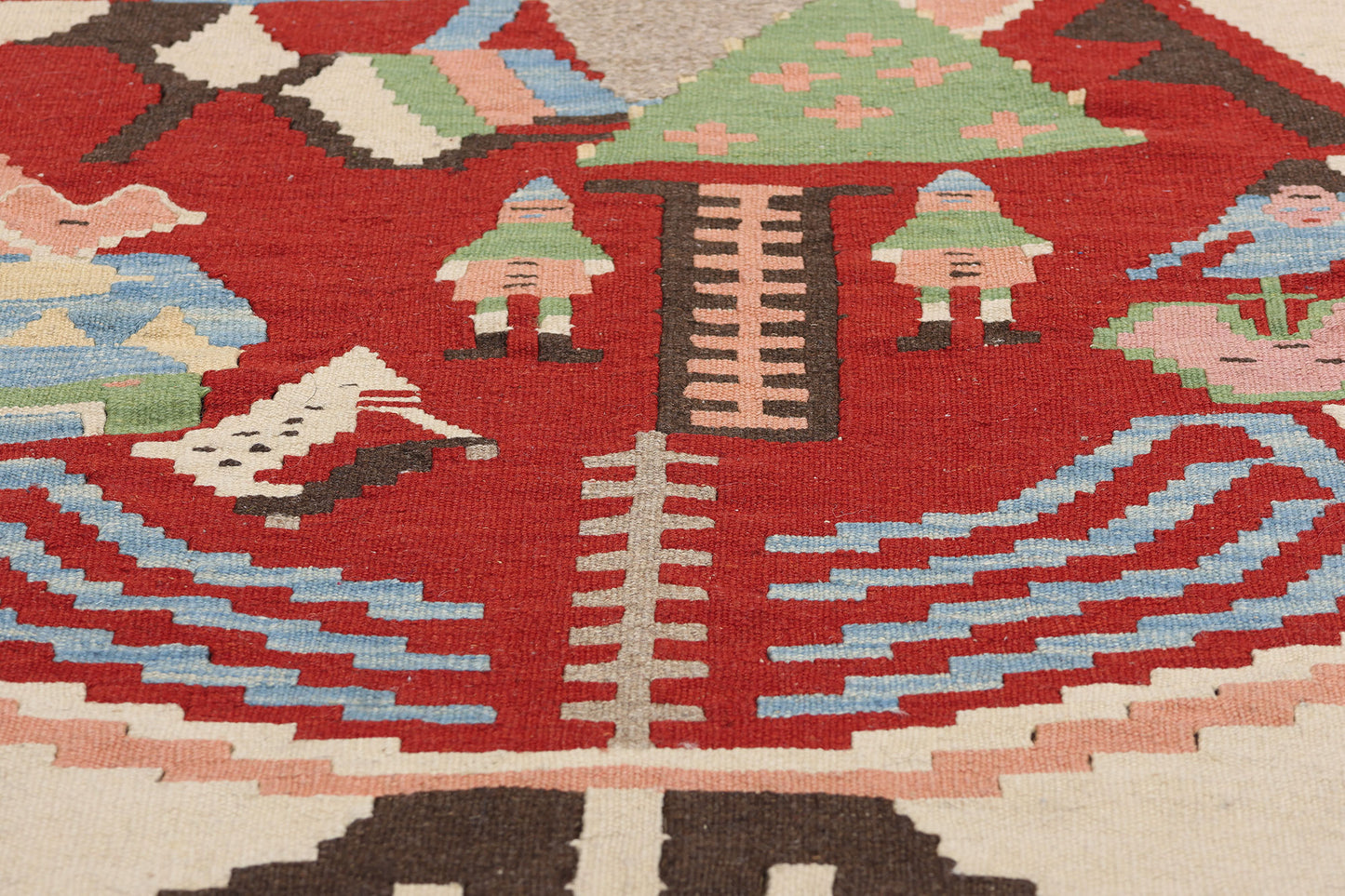 3 x 4 Vintage Turkish Noel Baba Kilim Rug 78974