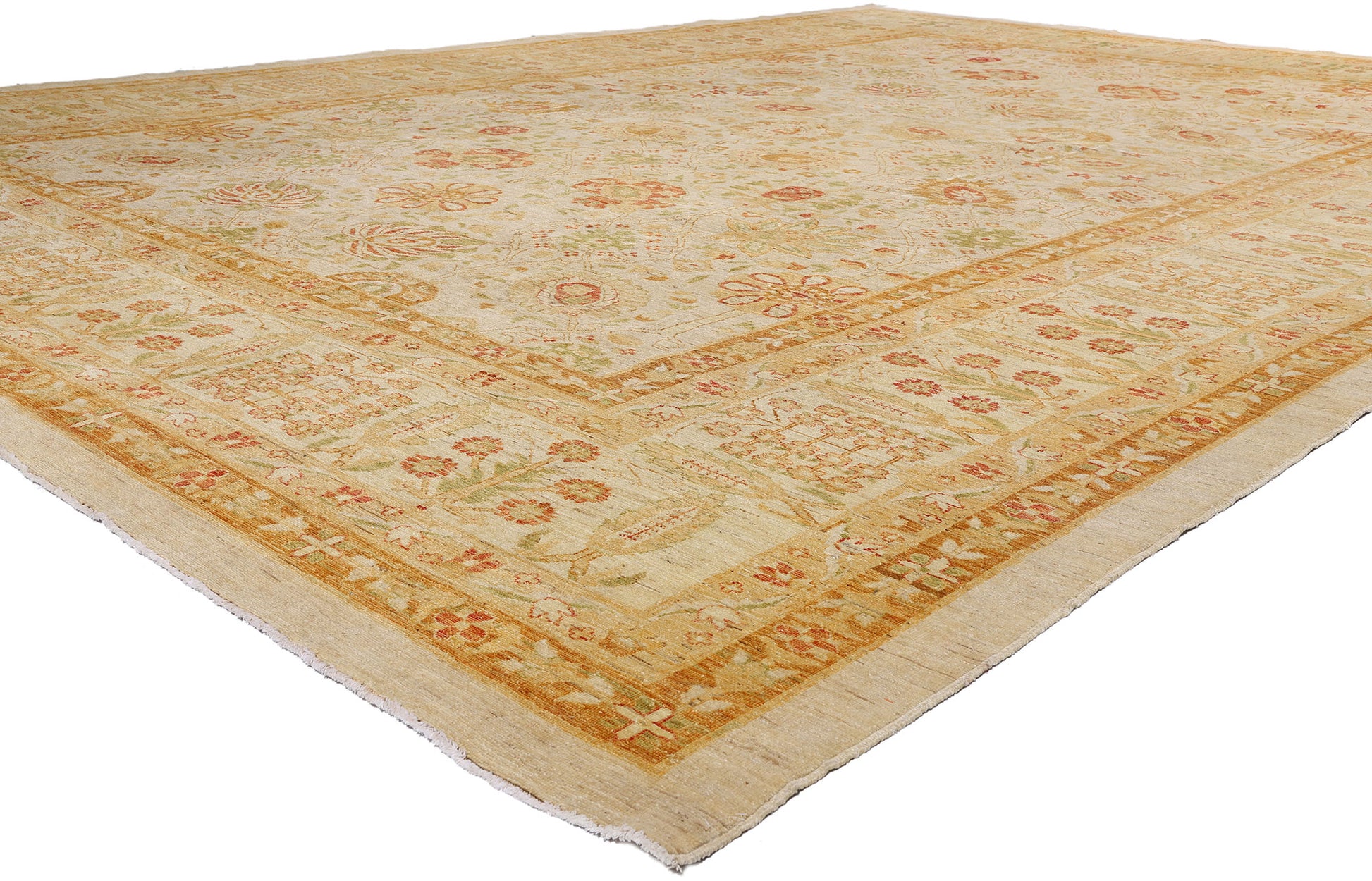 13 x 18 Beige Vintage Pakistani Oushak Rug 79350