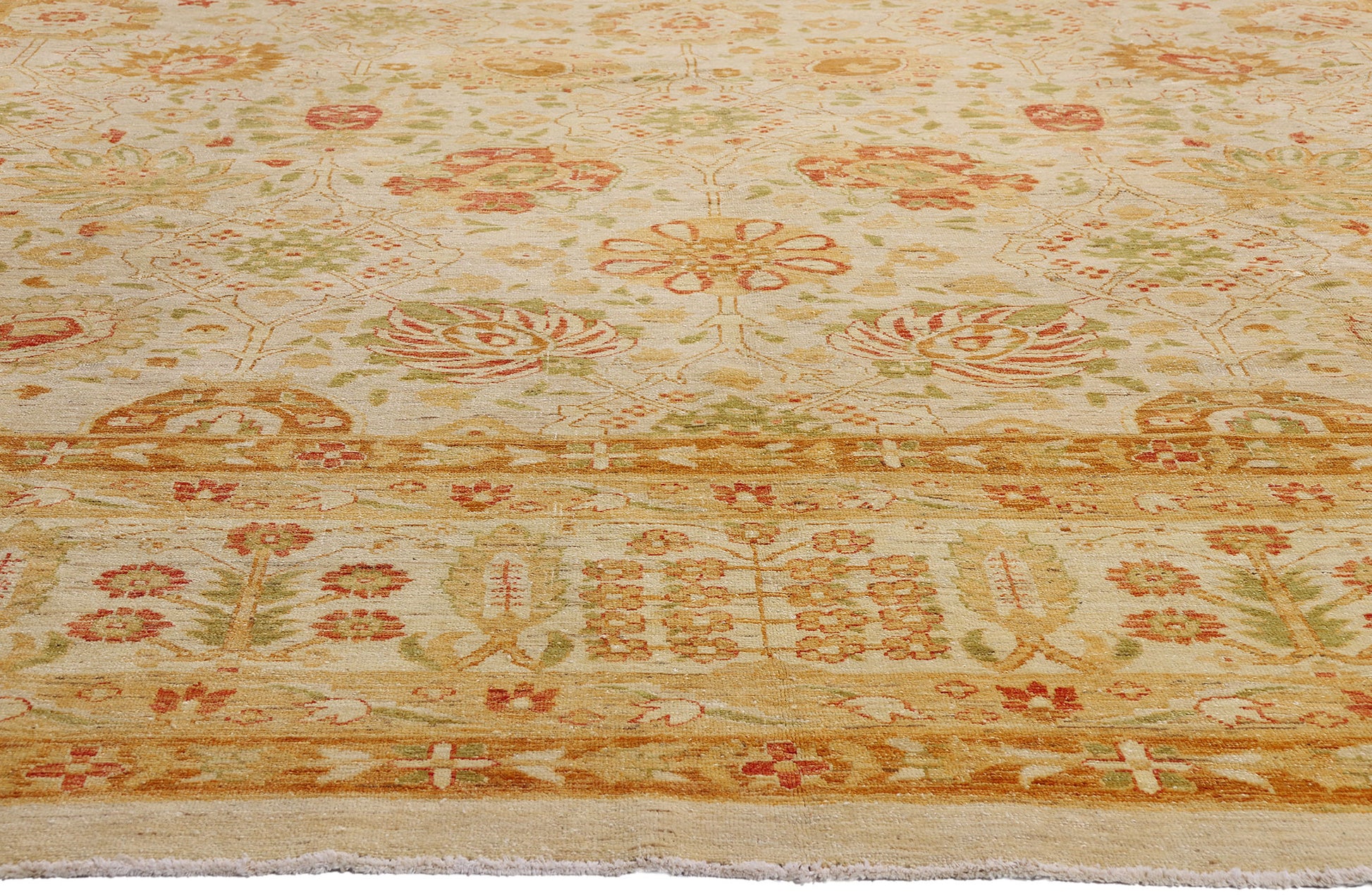 13 x 18 Beige Vintage Pakistani Oushak Rug 79350
