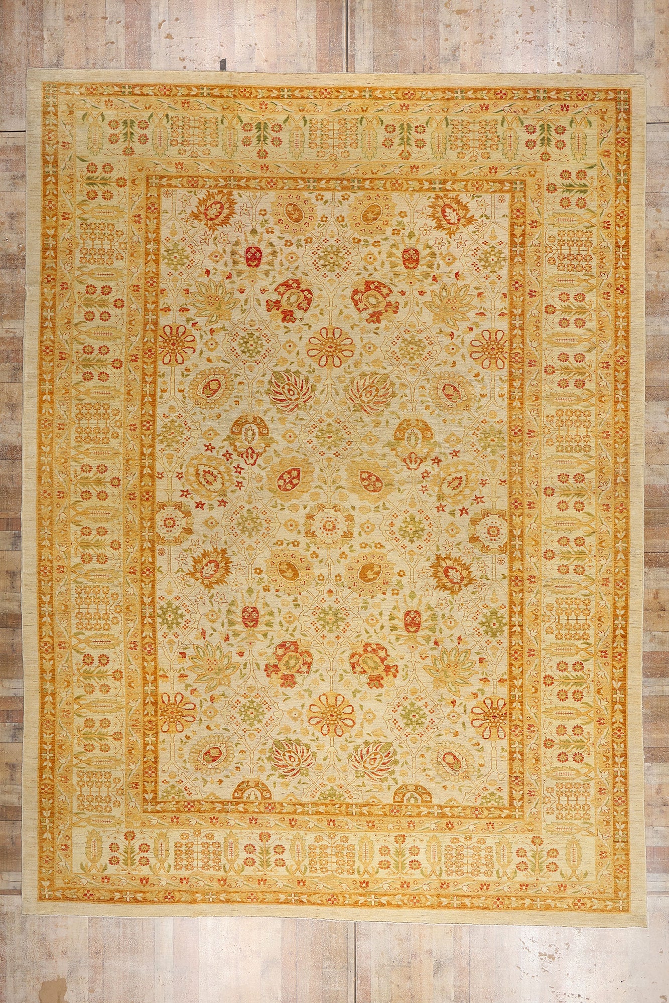 13 x 18 Beige Vintage Pakistani Oushak Rug 79350