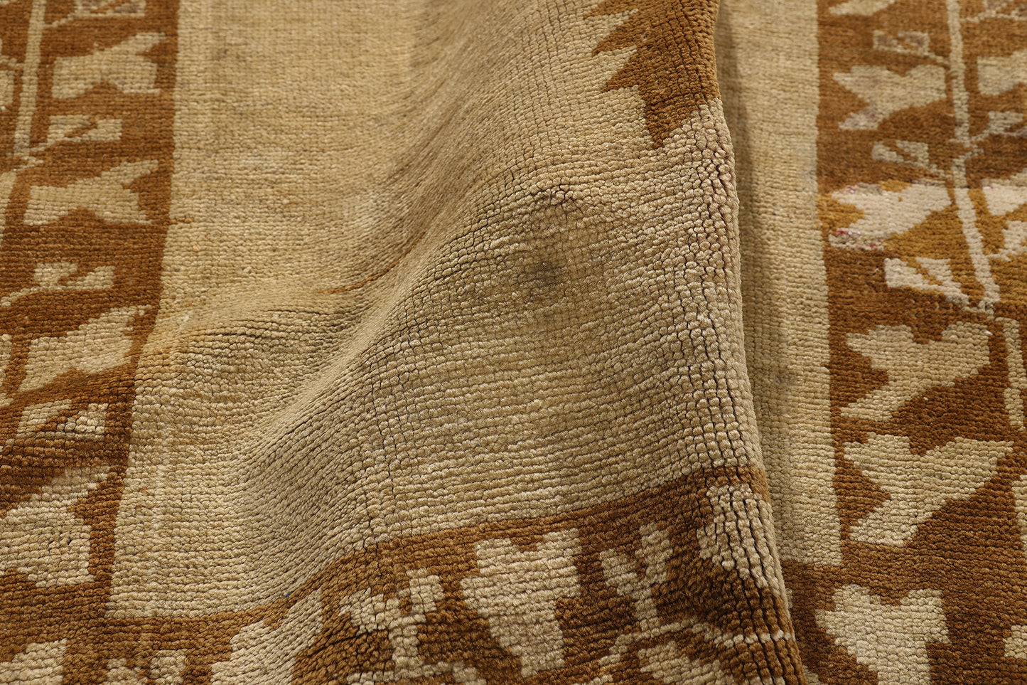 3 x 9 Earth-Tone Vintage Turkish Oushak Rug 50023