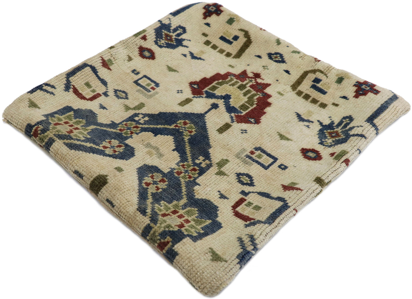 1 x 1 - Beige Vintage Turkish Pillow Rug - 53632