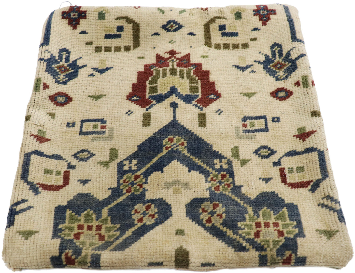 1 x 1 - Beige Vintage Turkish Pillow Rug - 53632