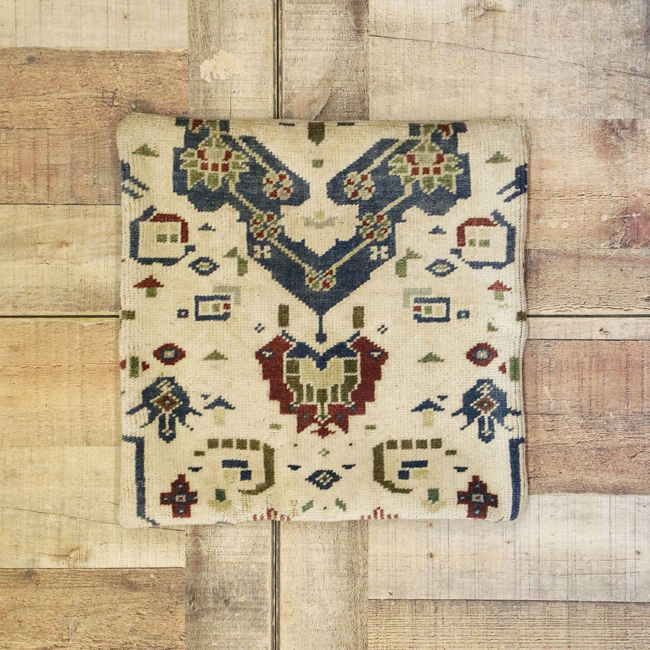 1 x 1 - Beige Vintage Turkish Pillow Rug - 53632