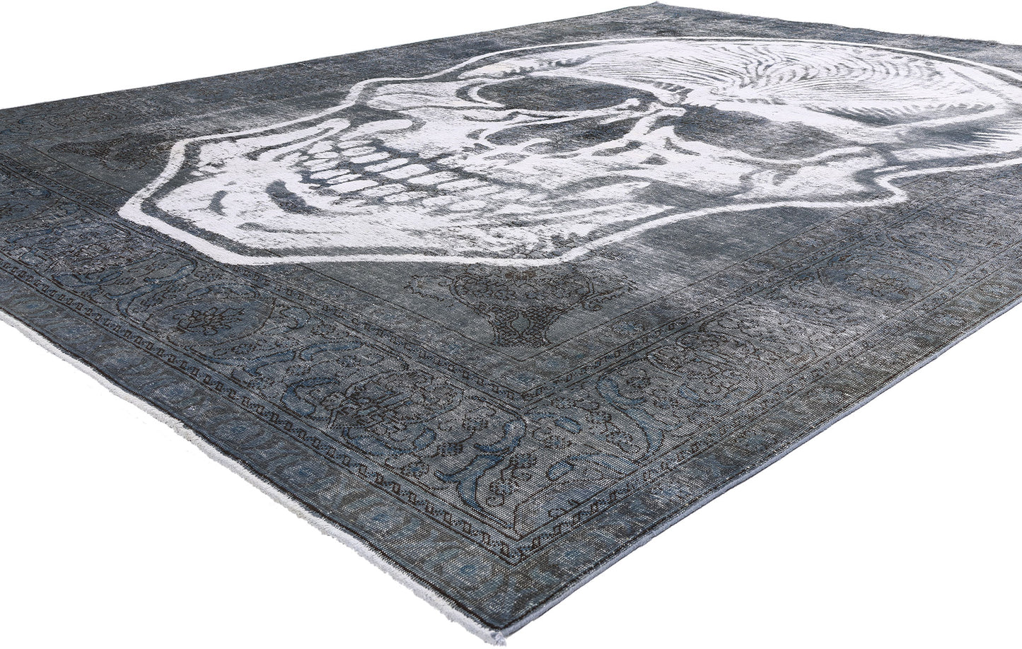 10 x 13 - Charcoal Dark Gray Vintage Persian Overdyed Rug - 80275