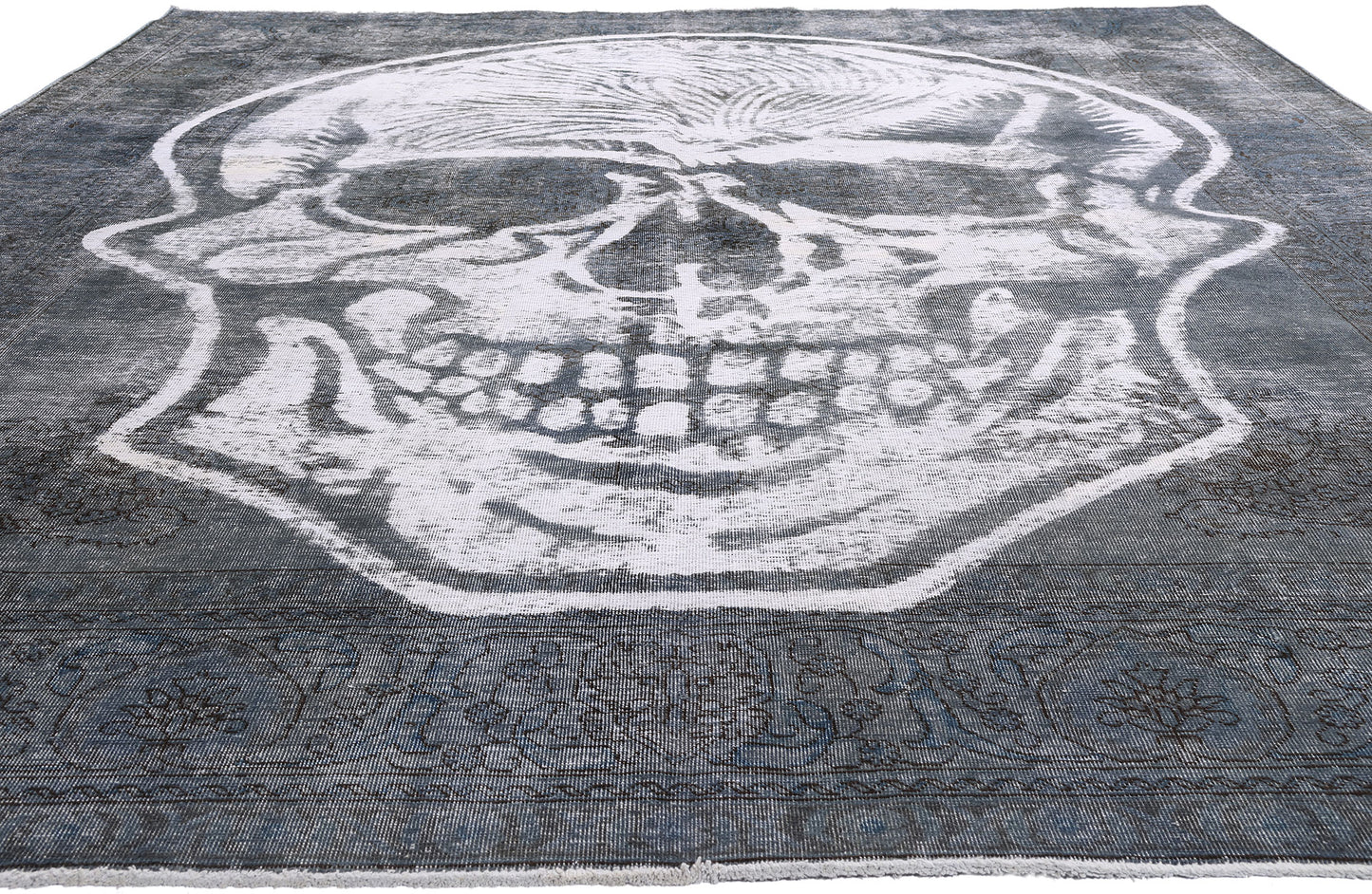 10 x 13 - Charcoal Dark Gray Vintage Persian Overdyed Rug - 80275