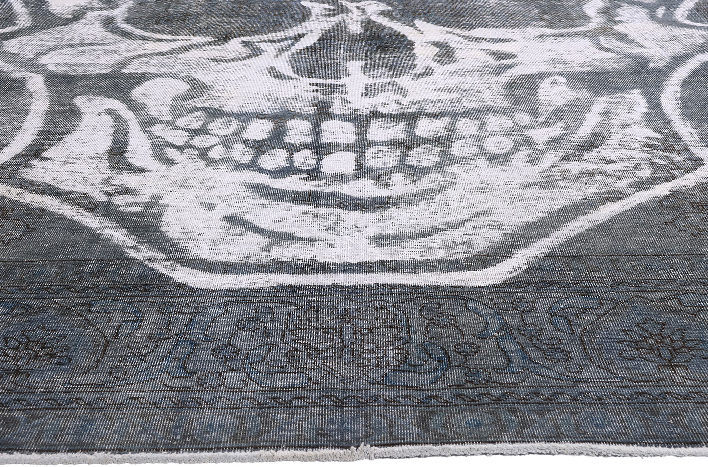 10 x 13 - Charcoal Dark Gray Vintage Persian Overdyed Rug - 80275
