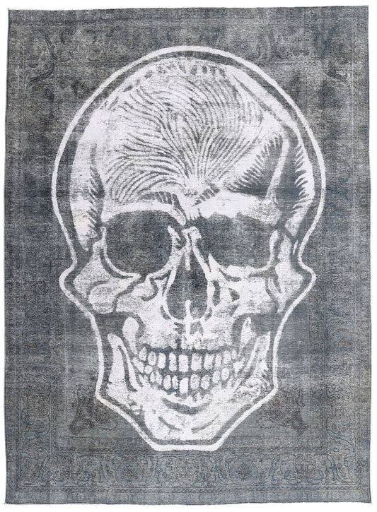 10 x 13 - Charcoal Dark Gray Vintage Persian Overdyed Rug - 80275