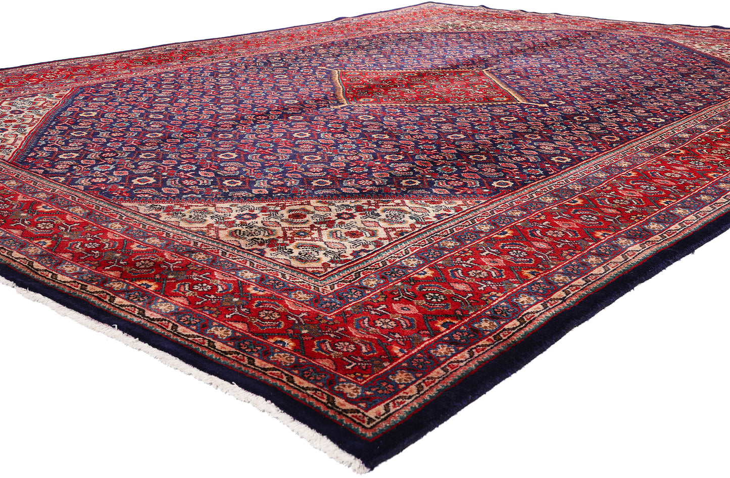 10 x 13 - Navy Blue Vintage Persian Hamadan Rug - 77149