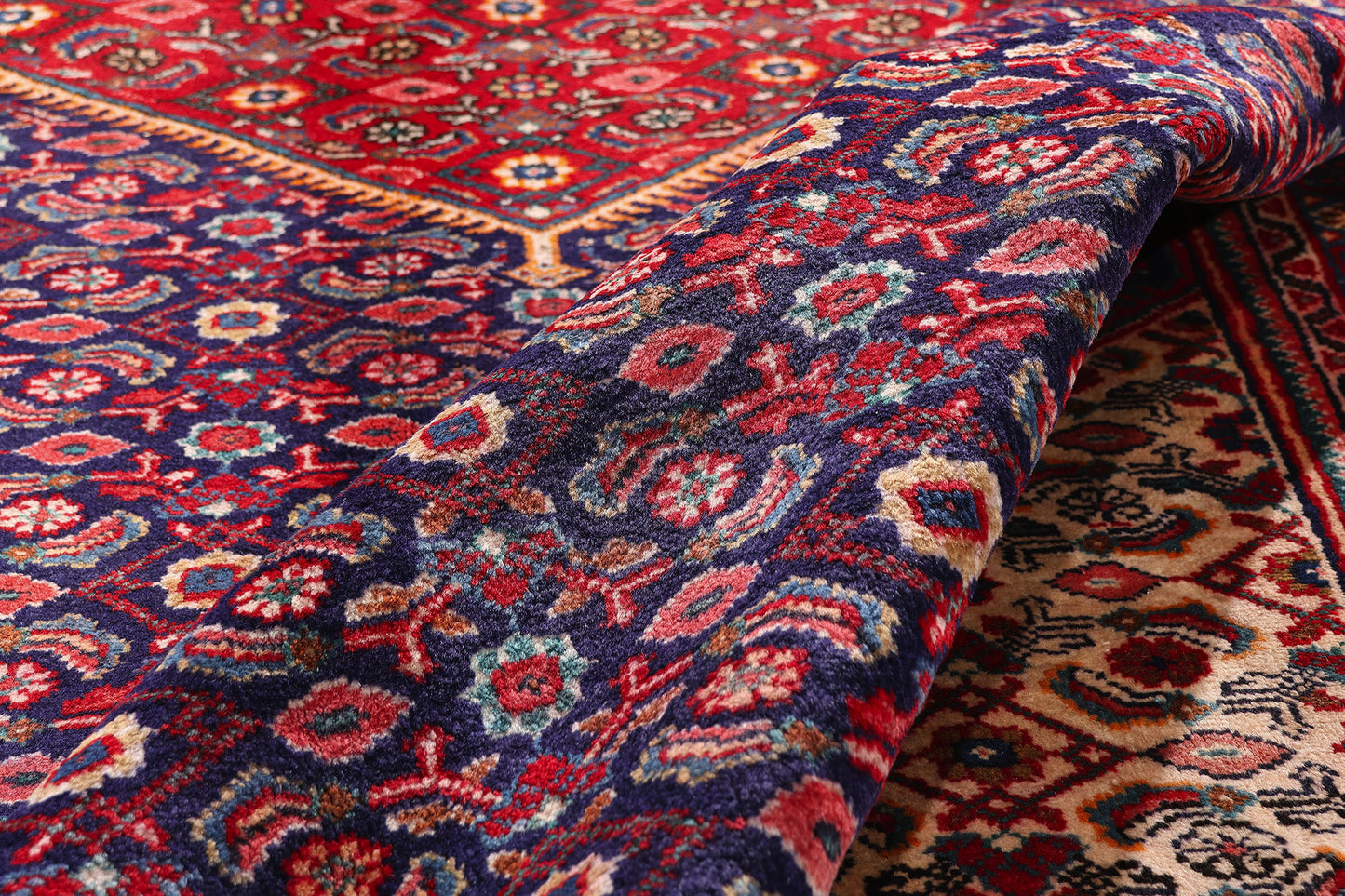 10 x 13 - Navy Blue Vintage Persian Hamadan Rug - 77149