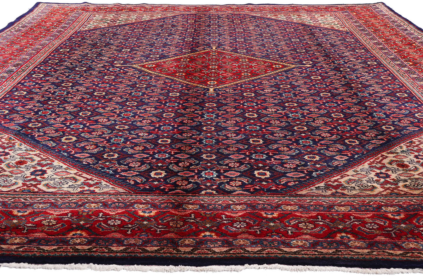10 x 13 - Navy Blue Vintage Persian Hamadan Rug - 77149