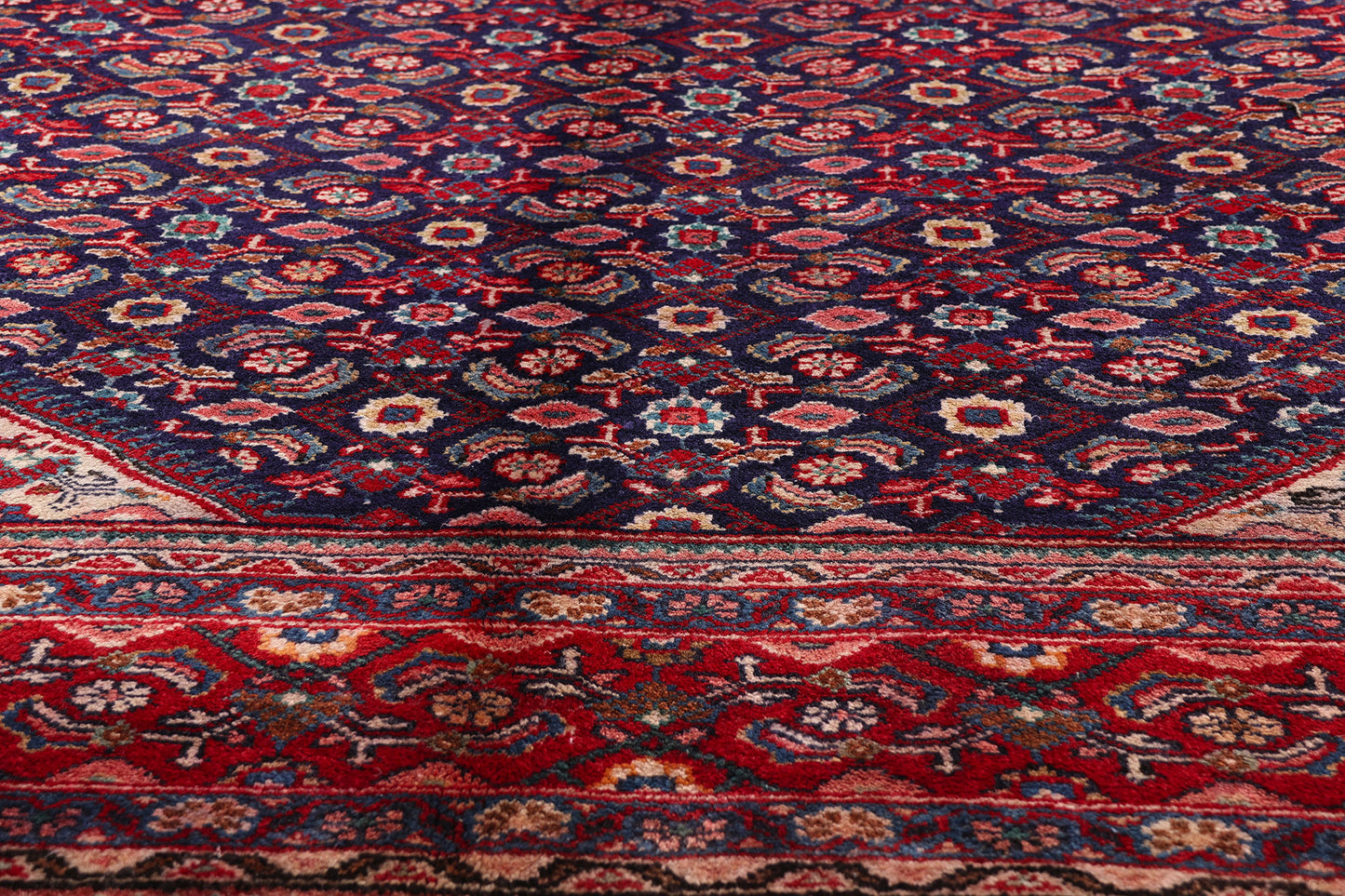 10 x 13 - Navy Blue Vintage Persian Hamadan Rug - 77149