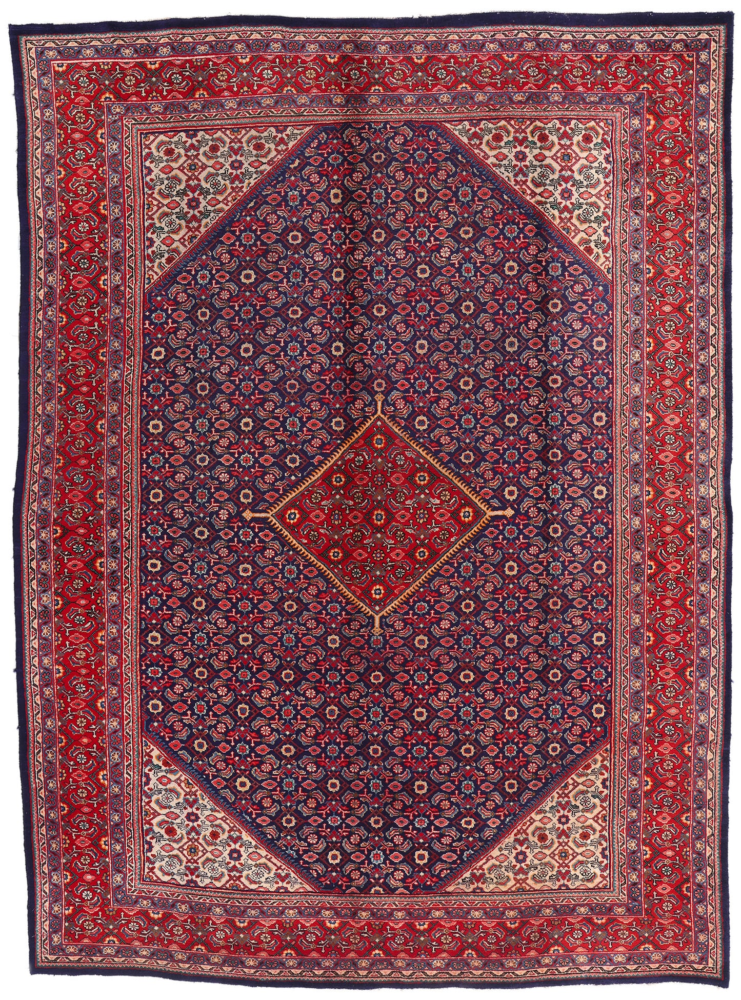 10 x 13 - Navy Blue Vintage Persian Hamadan Rug - 77149
