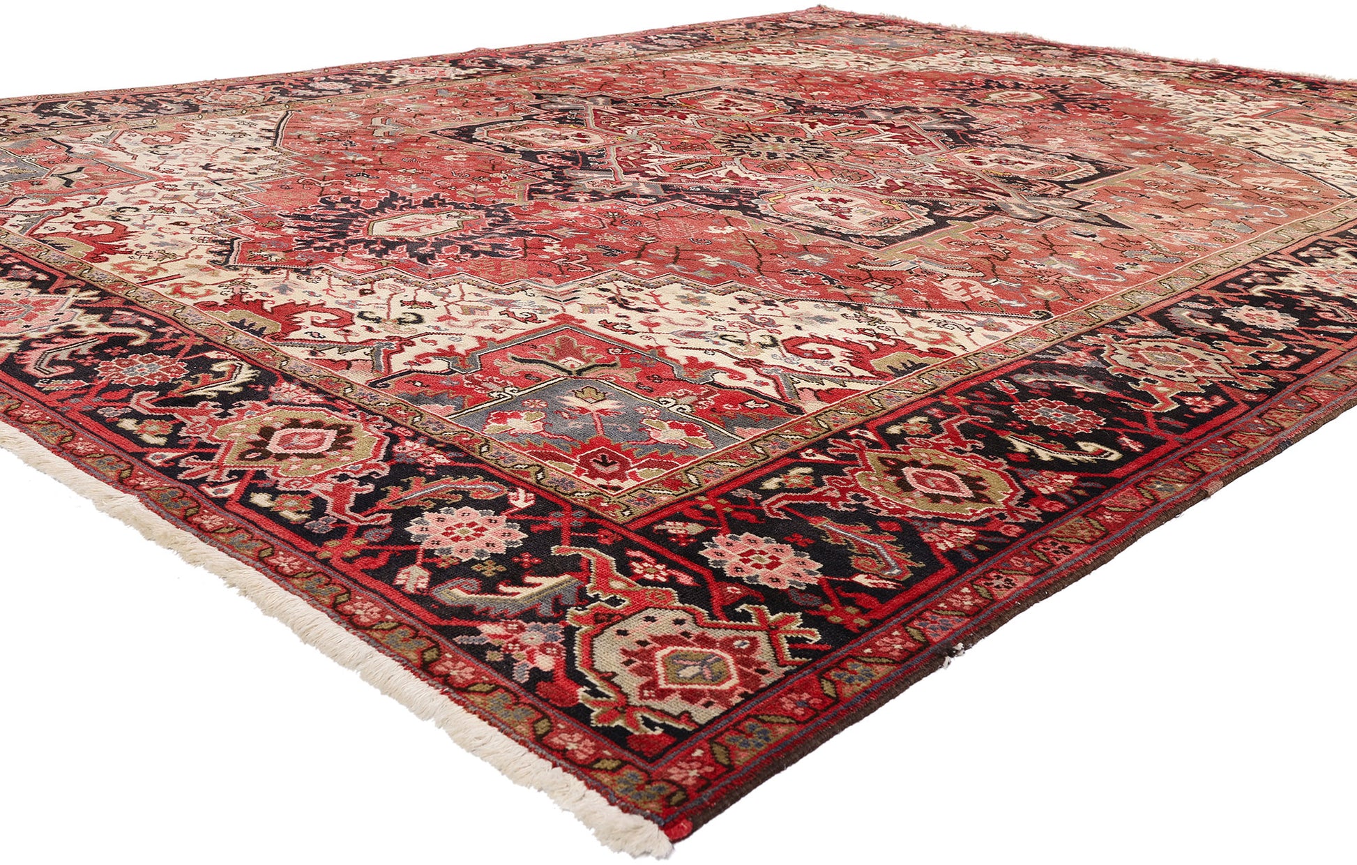 10 x 13 Red Vintage Persian Heriz Rug 79294