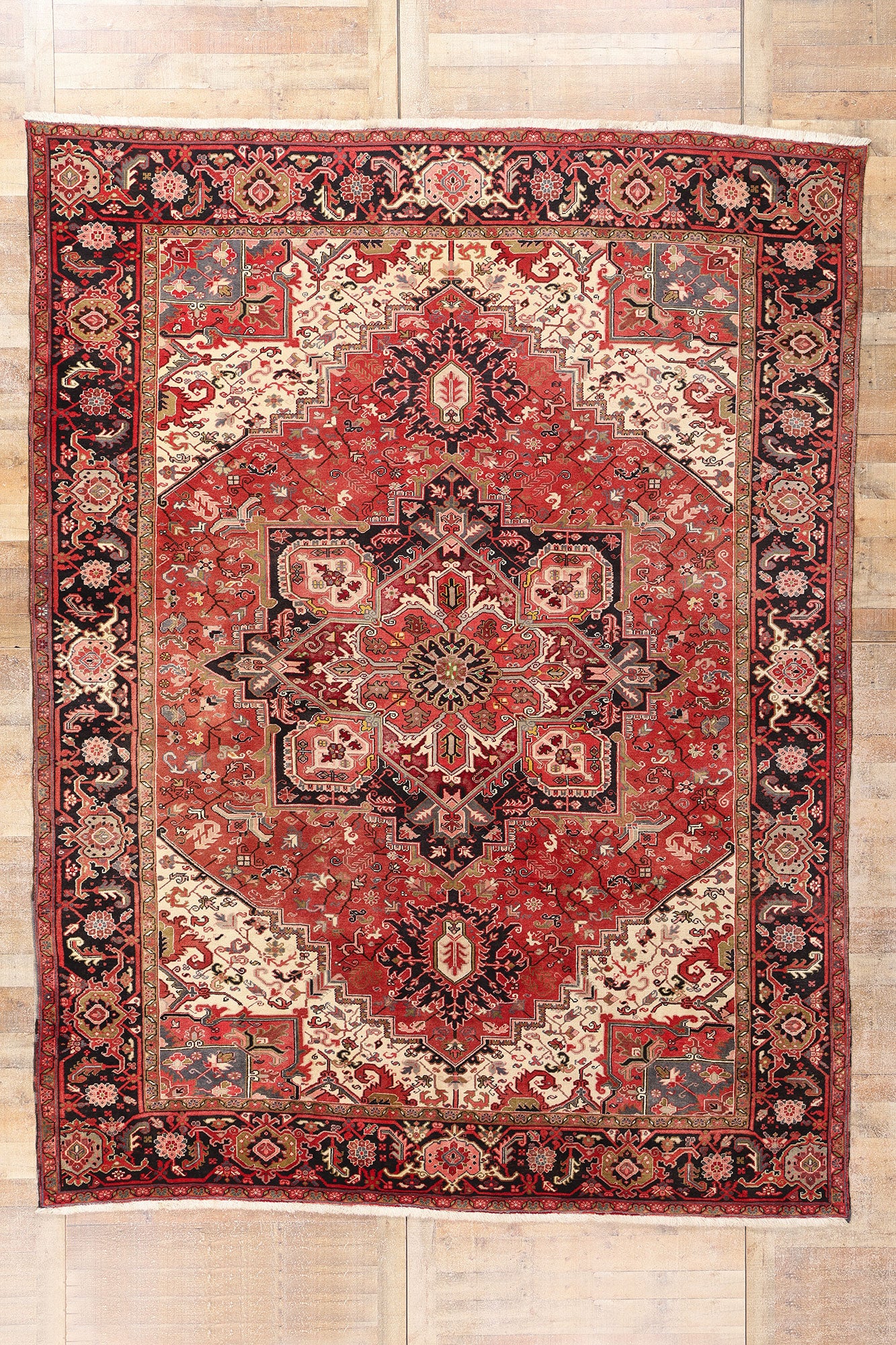 10 x 13 Red Vintage Persian Heriz Rug 79294