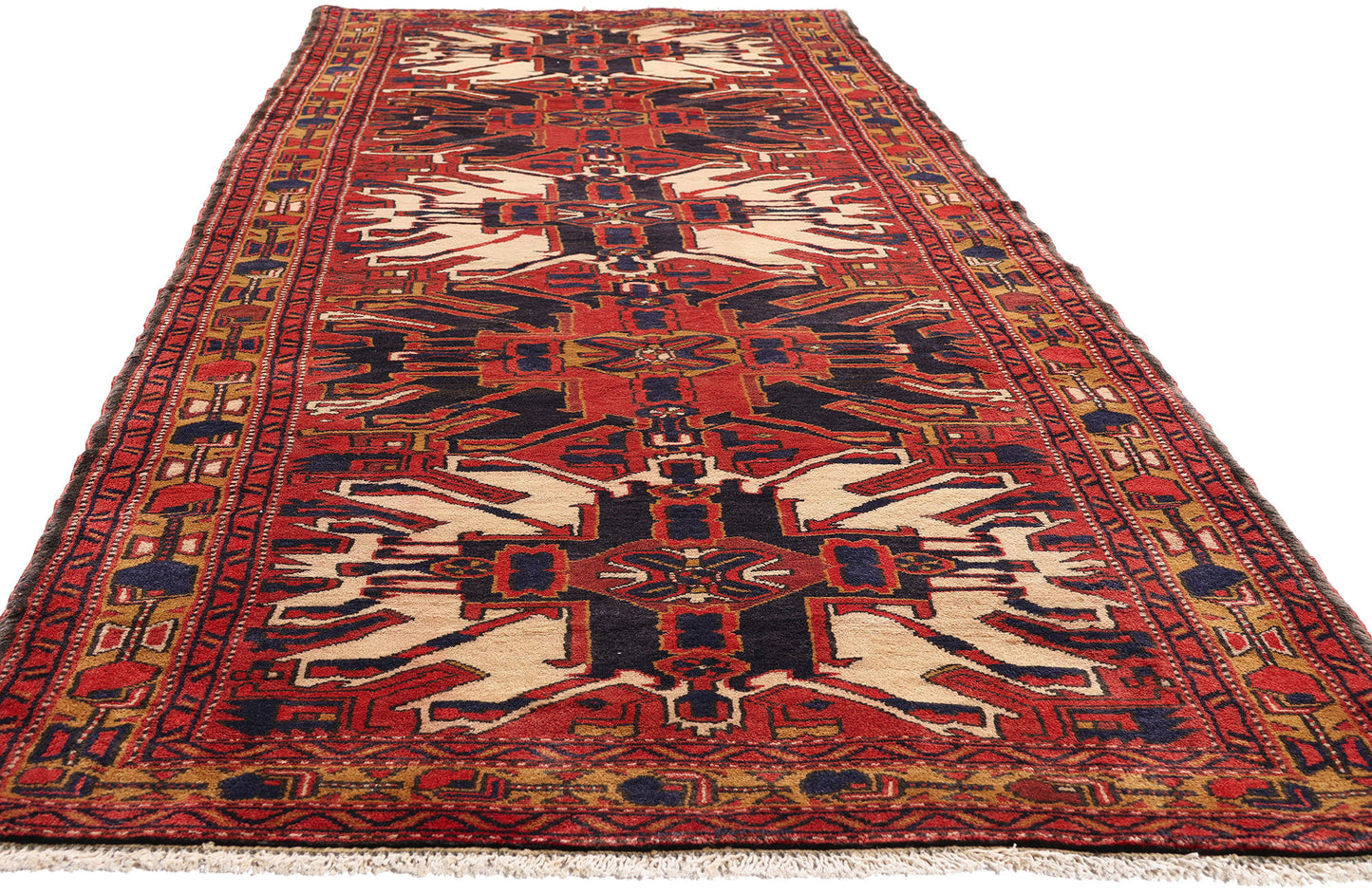 4 x 11 Red Vintage Persian Heriz Rug 61501
